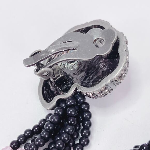 Signed Hutton Wilkinson HW Tassel Statement Clip Earrings Snail Shell Dangle VTG - Picture 13 of 14